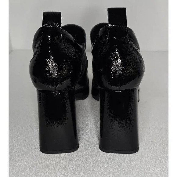 Casta Josh Patent Leather Black Heeled Loafer Gray Silver Buckle size EU 39 90s - Picture 7 of 10